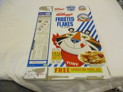 KELLOGGS CEREAL BOX FROSTED FLAKES 90 YEARS TIGER BOWLS for sale