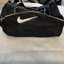 Nike Brasilia Duffel Bag Black White Swoosh Large Gym Travel Sports Bag