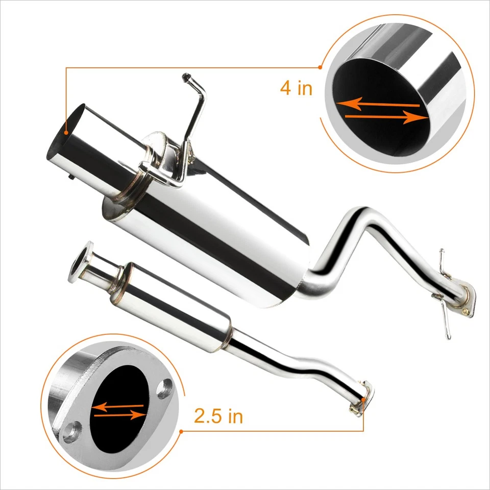 For 01-05 IS300 Altezza XE10 4" Tip Muffler Performance Catback Exhaust System - Image 3 of 4