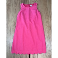 J. Crew Scalloped Hem Shift Dress Womens 6 Pink Linen Preppy BY486