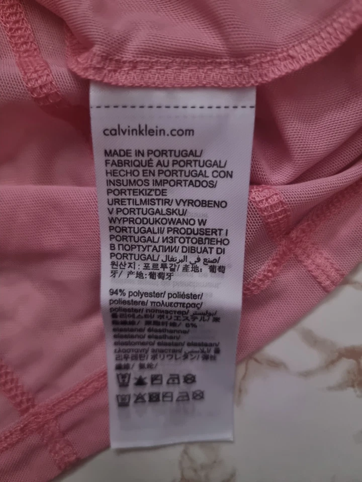 Calvin Klein Jeans seaming mesh dress in pink size UK8 - Image 4 of 4