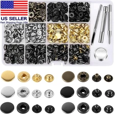 120 Set Leather Snap Fasteners Kit, 12.5Mm Metal Button Snaps Press Studs with 4