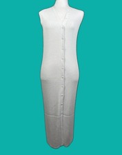 NWT 525 America Sweater Dress Women Sz M White Sleeveless Knit Button Front Midi