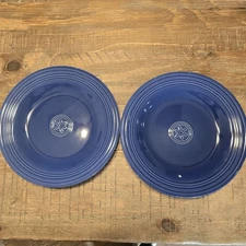 2 PC Set Oneida Petals Cobalt Blue Ceramic Dinner Plates 10 3/4"
