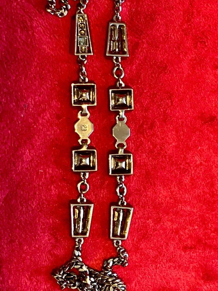 COLLAR GIVENCY PEDRERÍA MARRÓN CHOCOLATE CADENA ESLABÓN LARGO UNA HEBRA 42" MG Foto 2 de 4