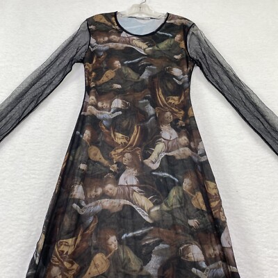 long sleeve renaissance print dress Laura Aime Paris Vintage renaissance netted long dress size 3