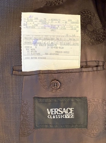 Versace Classic V2 Men's 48 US 3-Button Light Brown Blazer Jacket Logo Buttons - Picture 4 of 5