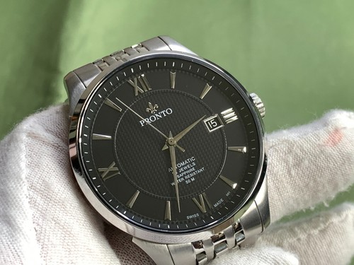 Swiss Made Pronto Date Black Dial Sapphire Crystal 28 Jewels Automatic Men Watch - Picture 6 of 16