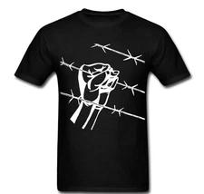 REVOLUTION FIST barbed wire  T shirt anarchy anarchist protest