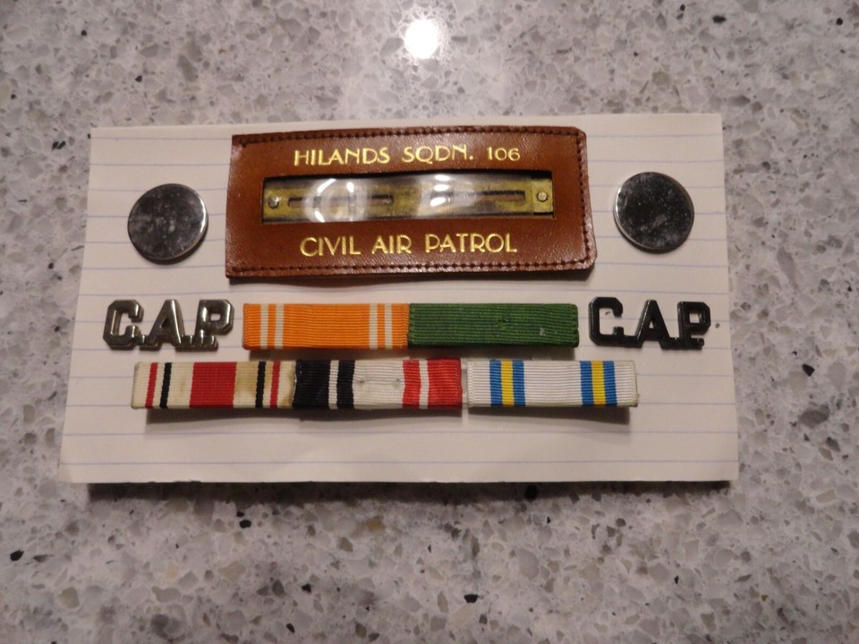 Vintage Civil Air Patrol Highlands SQDN 106 Group Rank Ribbons id Tag