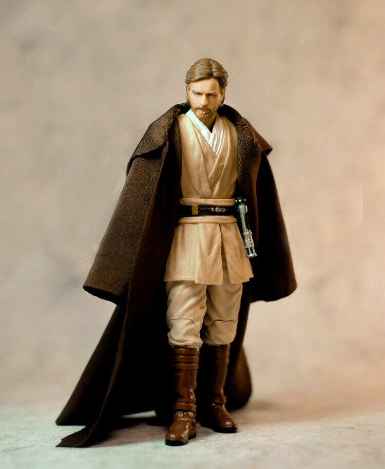 1/12 Capa con Capucha Capa Bata para SHF 6"" Obi-Wan Kenobi Jedi Figura de Acción Personalizada Foto 3 de 4
