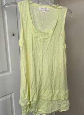 Two By Vince Camuto Pale Lime Sleeveless High-Low Contrast Top Sz Small 2337d