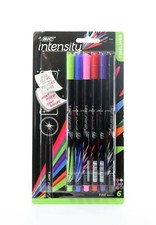 Bic Intensity Fineliner Marker Pens, 6 Pack Assorted Colors .4 mm Bold Colors