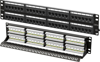 Premium CAT6 48 Port Patch Panel RJ45 Network Ethernet 19'' Rack Mount 2U, New