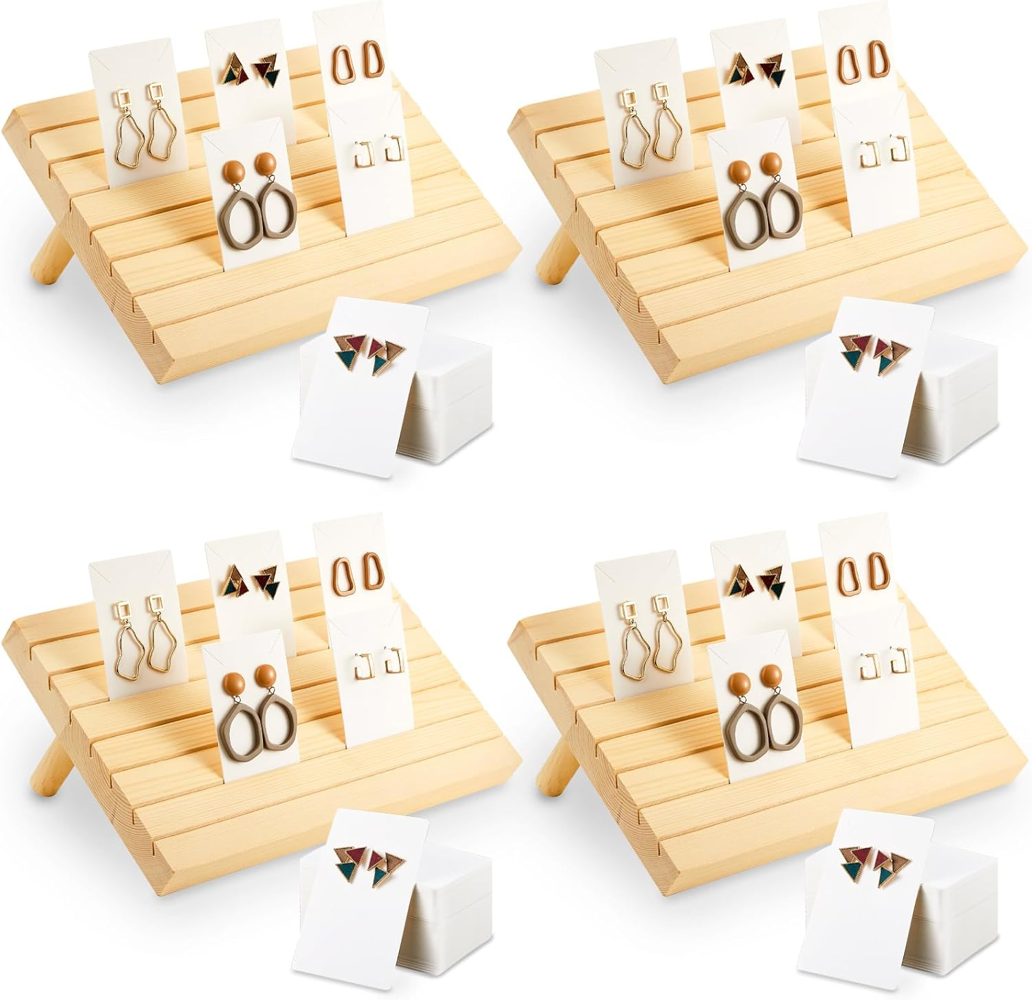 124 Pcs Wood Earring Display Holder 4 Set Earring Display for Selling Jewelry Di