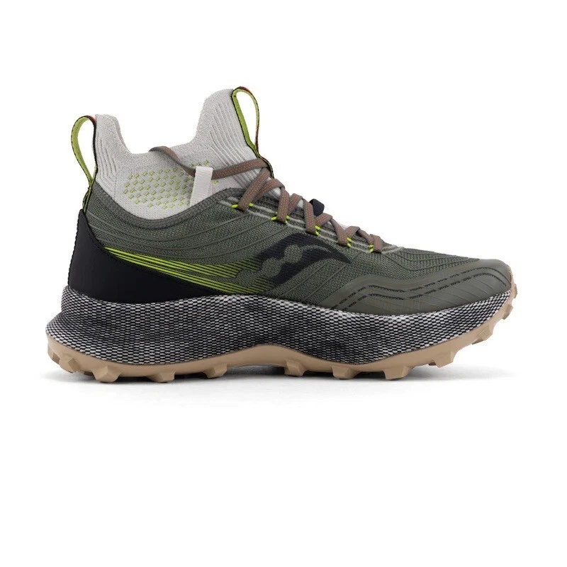 SAUCONY TRAIL ENDORPHIN MID MENS ,TRAIL RUNNING HIKING SHOES, OLIVE/BLACK, UK8.5