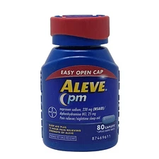 Aleve PM Sleep Aid Plus Pain Reliever Caplets - 80 Count EXP 03/2026+
