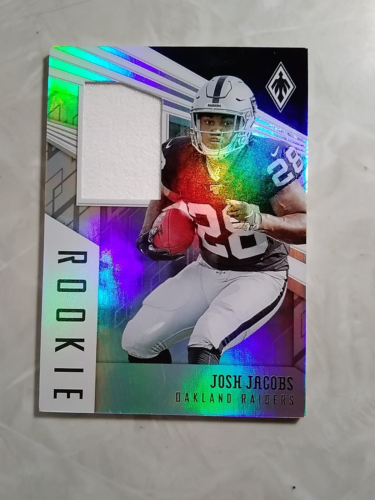 2019 Panini Phoenix RPS Memorabilia /100 Josh Jacobs Raiders Packers #6 RC Nice!