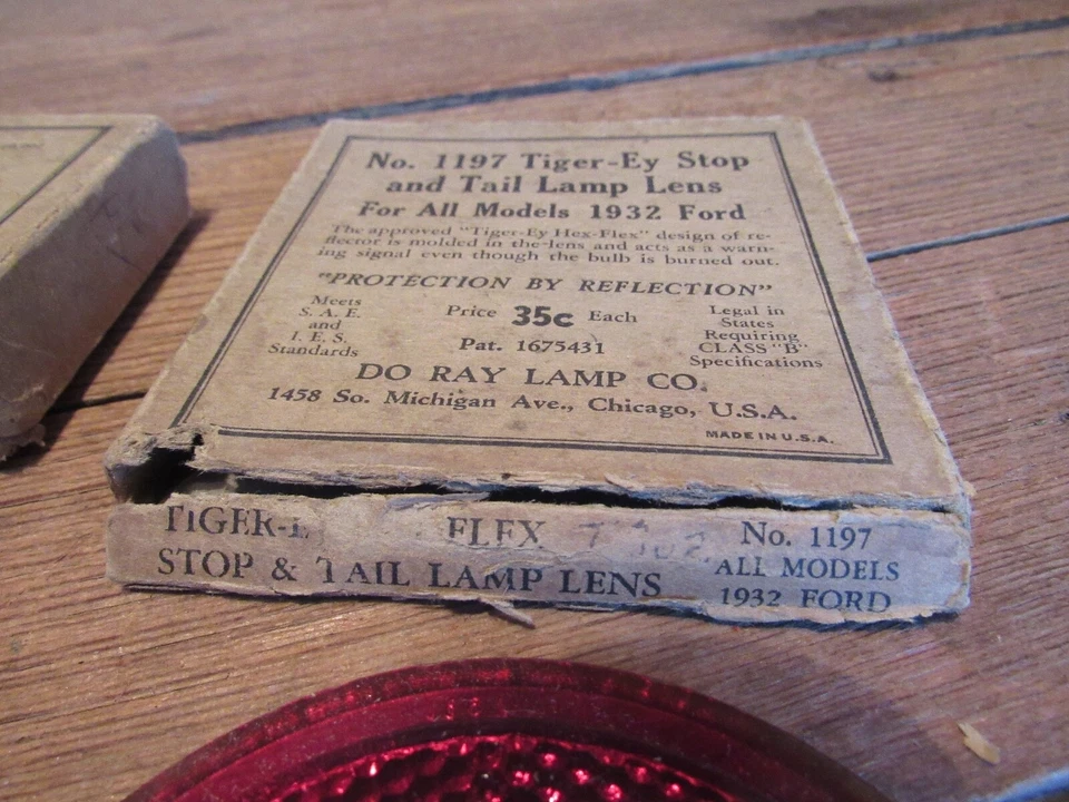Vintage NOS 1930's Ford Chevrolet Pontiac Olds Tail Light Glass Lenses - NEW! - Imagem 2 de 4