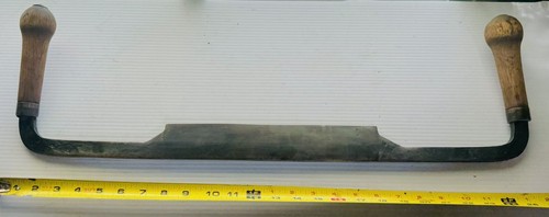 MASSIVE 11” INCH CUTTING EDGE DRAWKNIFE WITH WOOD HANDLES 24” LONG RAZOR SHARP - Picture 4 of 6