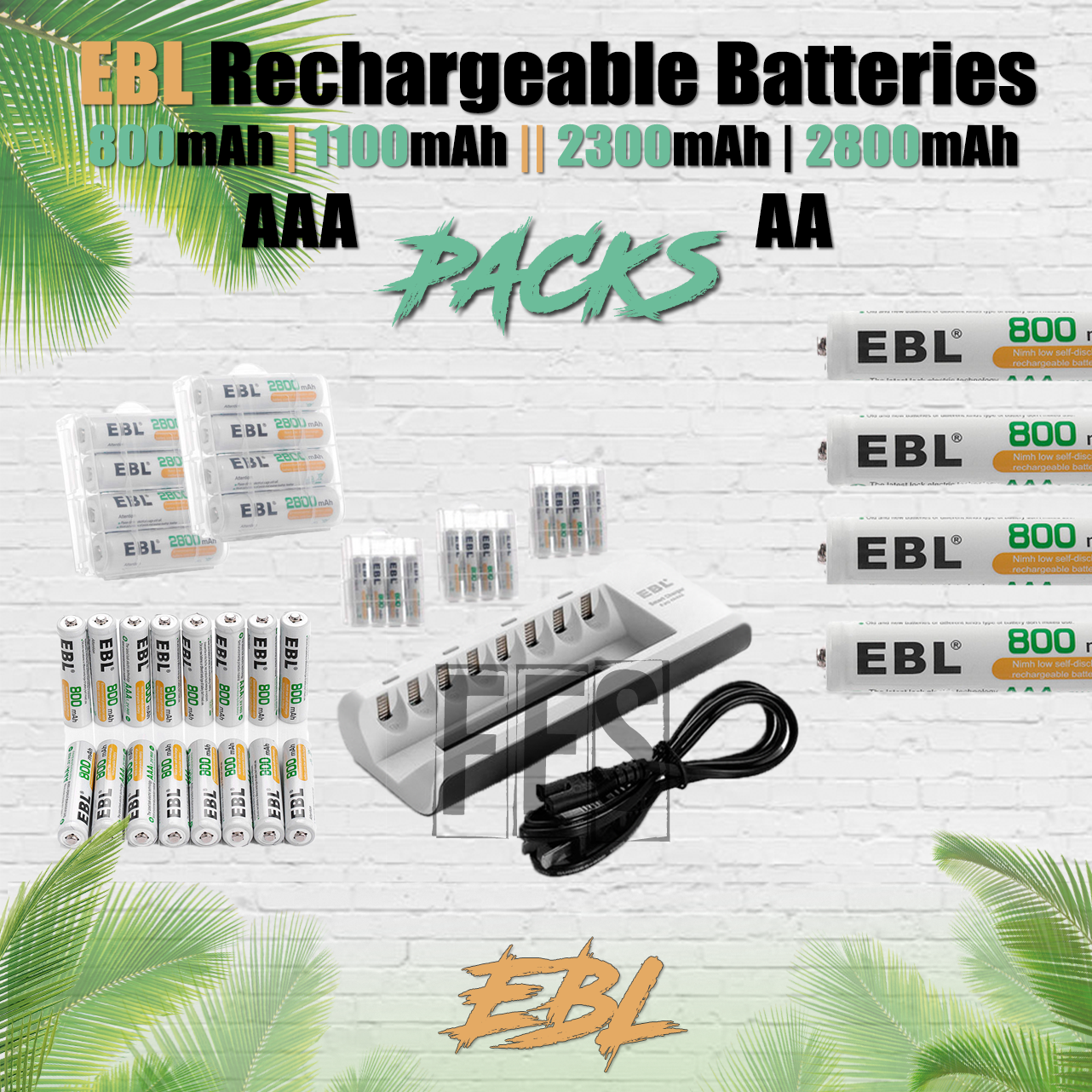 High-Capacity Rechargeable AA/AAA Ni-MH Batteries 800mAh to 2800mAh Pack-image