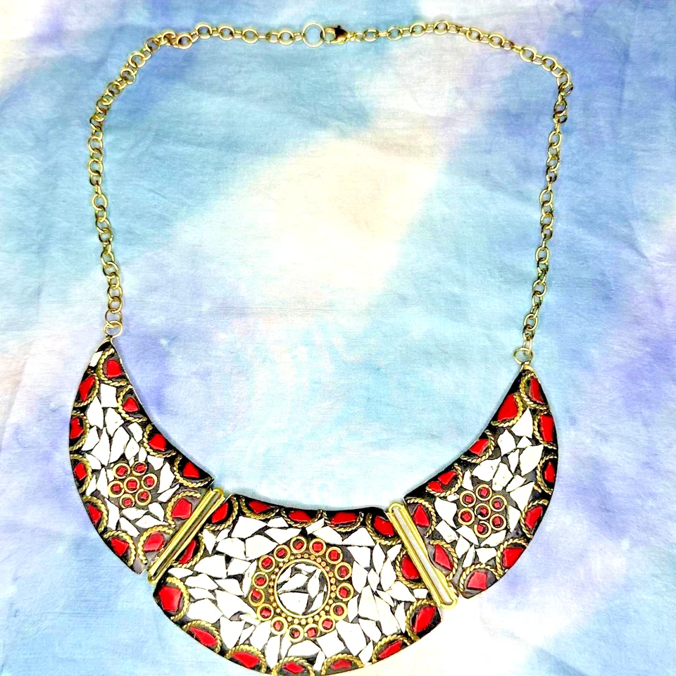 Tibetan Turquoise Handmade Bohemian Fashion Jewelry Nepali Necklace - Image 2 of 4