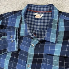 carbon 2 cobalt Mens Button Shirt 100% Cotton Long Sleeve 2XL Blue 2 Layer