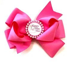 Beautiful Happy New Year Faux Diamond Inspired Hair Bow for girls