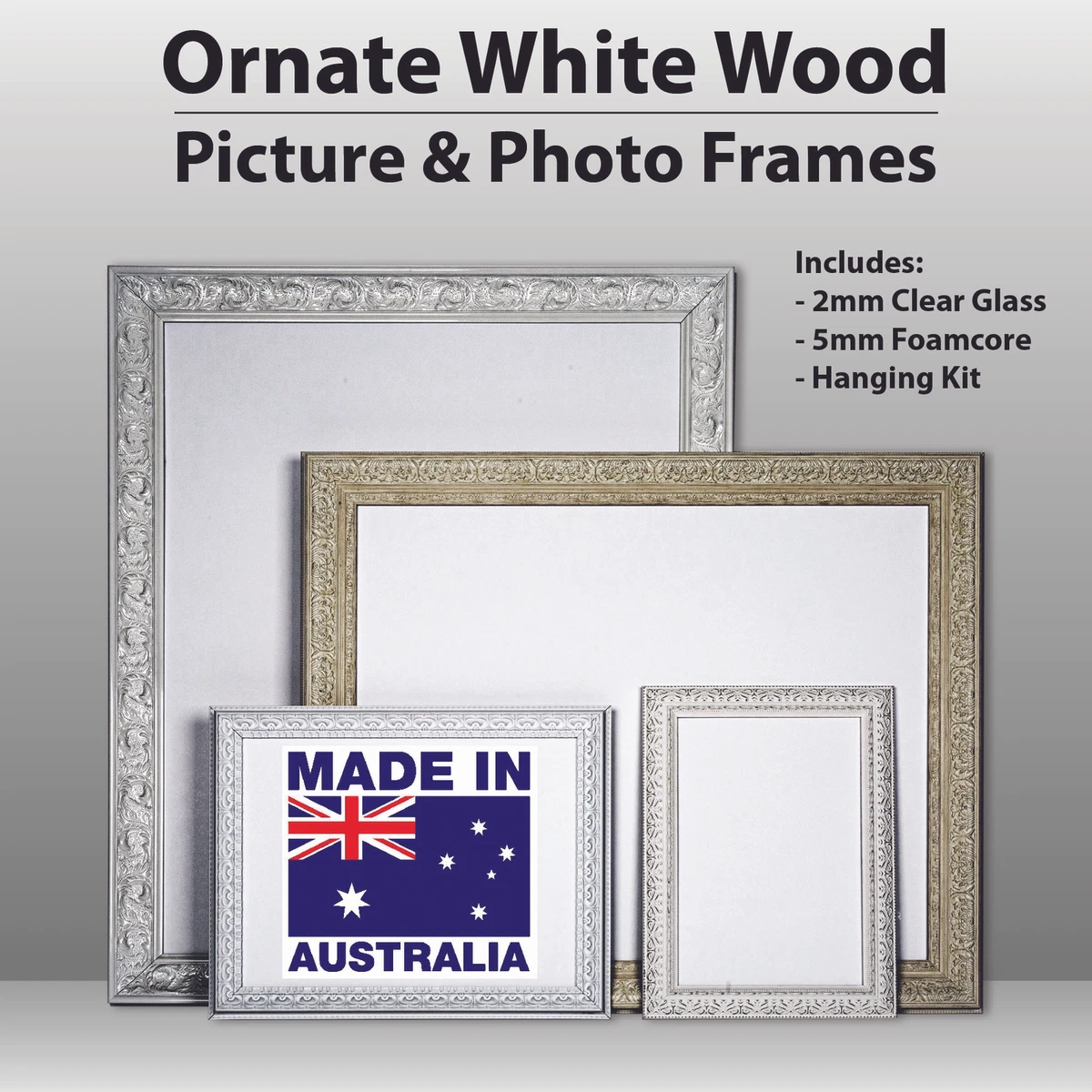 Wooden Ornate White Classic white photo frame 8x10