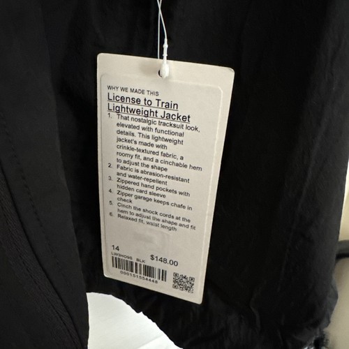 Lululemon License To Train Lightweight Jacket Size 14 New With Tags - Picture 3 of 3