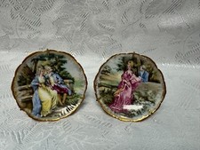 2 Vintage Limoges Porcelain Mini Decorative Plates Signed by Artist 3  France