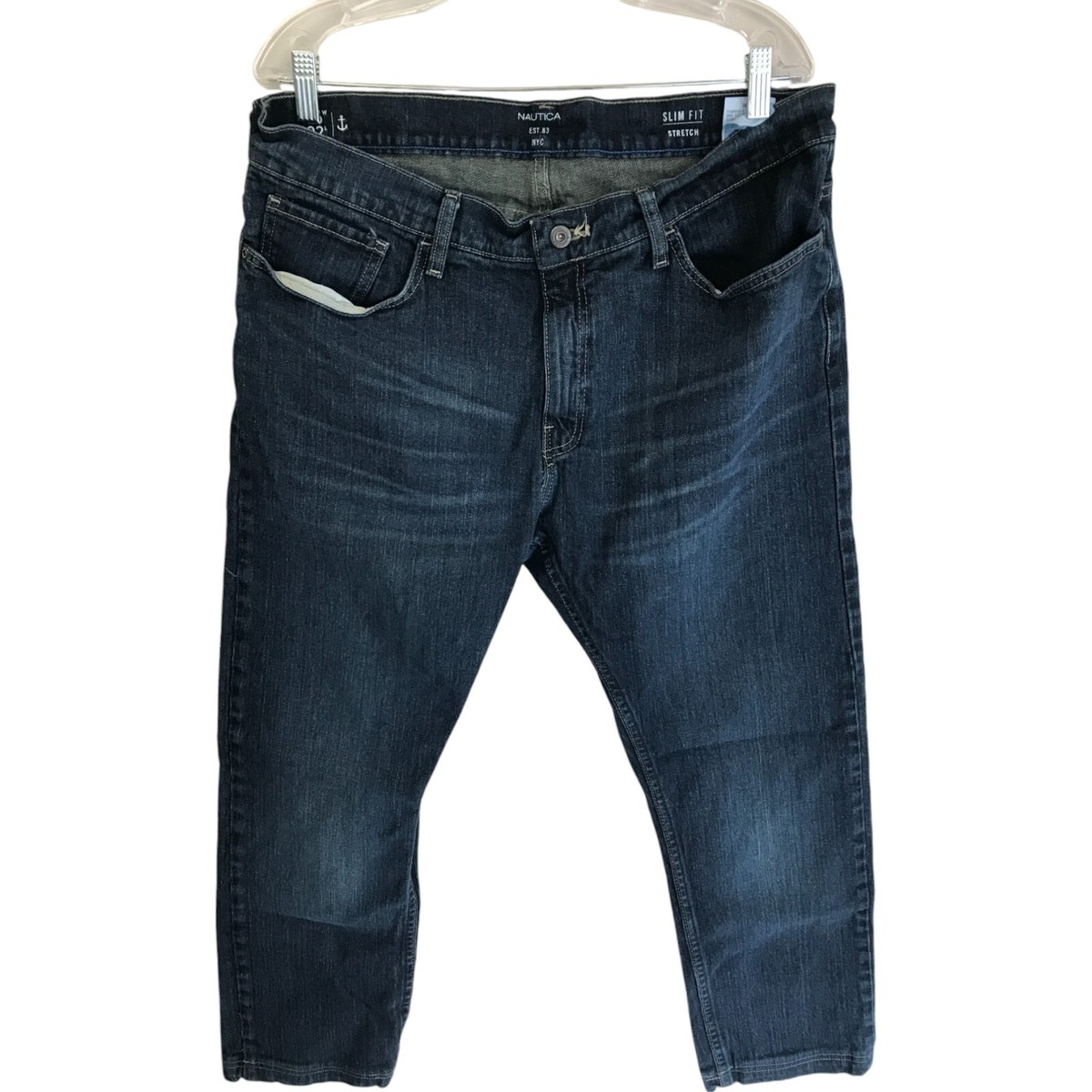 Nautica Denim Jeans Slim Fit Stretch Mens Size 36X32 Blue - Main Image