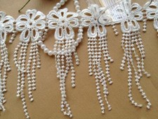 2 Yards Off White Flower Dangle Fringe Venice Lace Trim Costume Design Decor