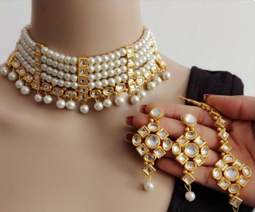 Indian Bollywood White Kundan Pearl 