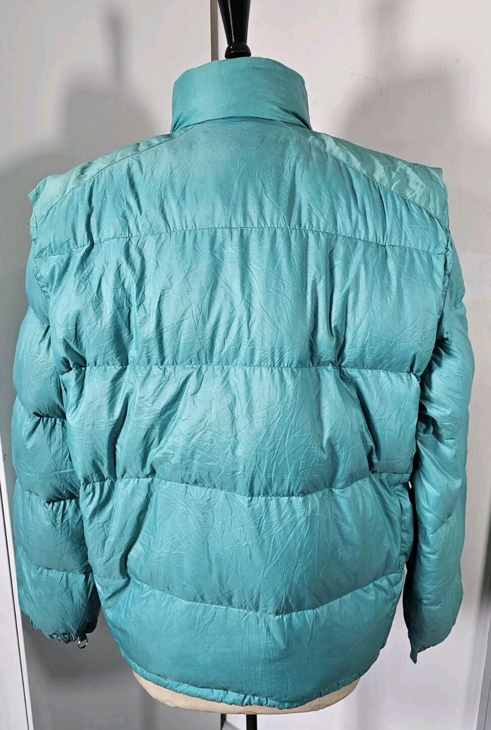 Vintage 70's MONCLER Grenoble Puffer Down Jacket LARGE Green Zip Off Sleeves  thumbnail 9