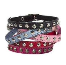 DOGUE Coco Stud FUSCHIA Leather Cat Collar 30cm