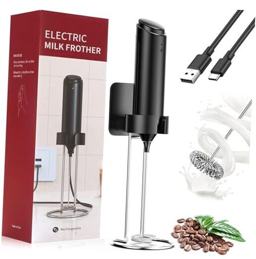 Rechargeable Milk Frother Handheld for Coffee, Stirrers Electric Whisk MF01