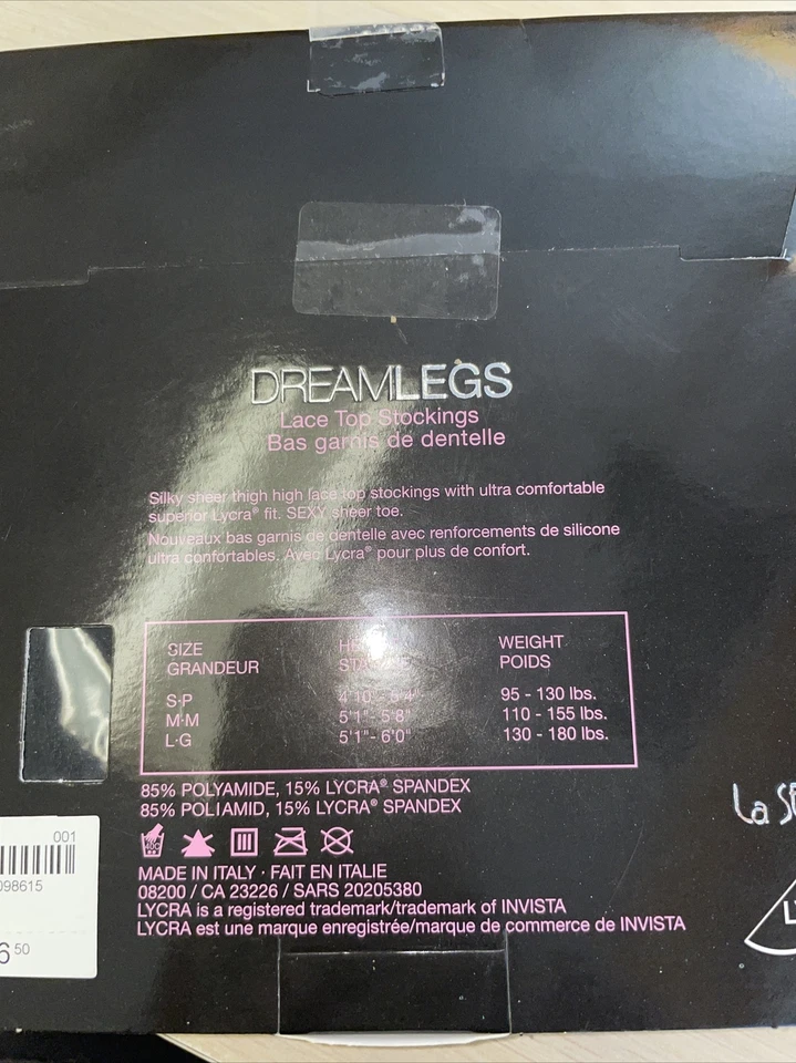 LA SENZA DREAMLEGS WIDE SEXY LACE TOP GARTER STOCKINGS BLACK M - Image 3 of 3