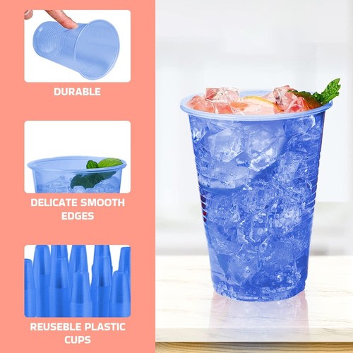 Reusable Plastic Cups Blue Vending Water Drinking Parties Catering Weddings 7oz - Picture 5 of 6