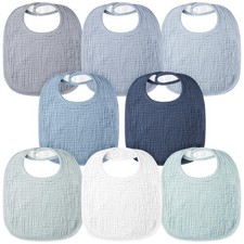 Muslin Baby Drooling Bibs 8 Pack, 100 Cotton Square Adjustable Bandana Bibs ...