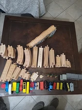 Wooden Railway With Trains Thomas, Geoffrey, Kolcraft Mixed Lot of Over 100 Pcs