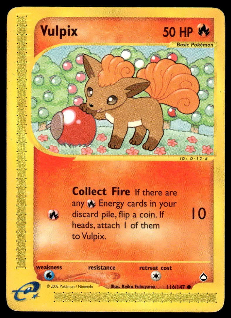 Pokemon TCG Aquapolis #116/147 Vulpix DMG (Creases)