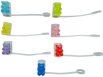 #ad 7 Pack Acrylic Gummy Bear Straw Toppers For Straws Tumblers Including Stanley $7.16