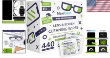 440 Pack Lens Wipes for Eyeglasses Pre-Moistened, Individually Wrapped Streak...