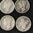 [Lot of 4] 1916-1945 Mercury Dimes 90% silver