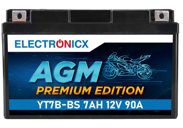 Electronicx YT7B-BS AGM Motorradbatterie 12V 7Ah 90A/EN - Wartungsfrei, Auslaufs-image