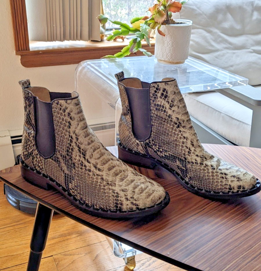 schultz boots 39 8 python snake leather chelsea c… - image 2