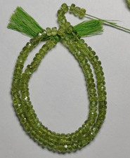 Top Quality Natural Peridot Roundel Beads Faceted Cut Strand Size 5 MM