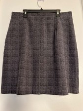 Vintage Casual Corner  Co Gray Plaid Skirt Size 14 Back Slit Polyester Mid USA