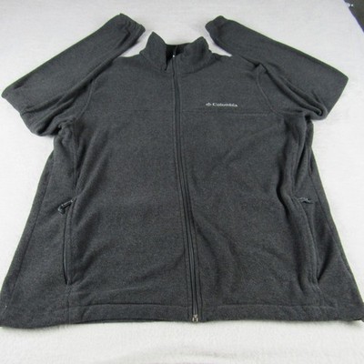Columbia Fleece Jacket Mens L Gray Full Zip Mock Neck Outdoor Pocket